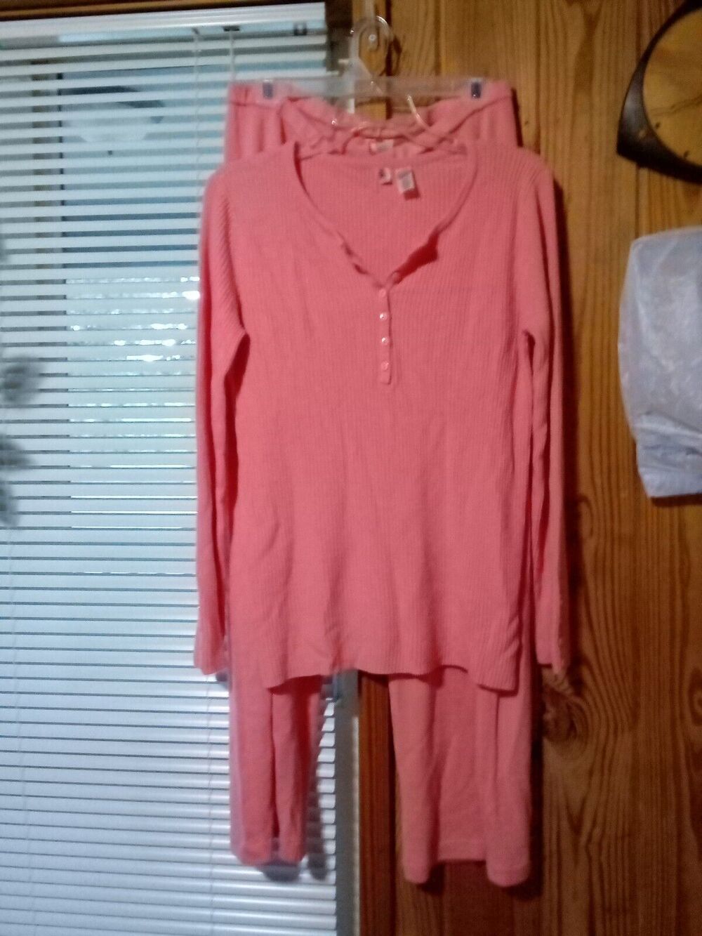 JK Intimates 2 Piece Melon M Long Sleeve Shirt And Lounge Pants